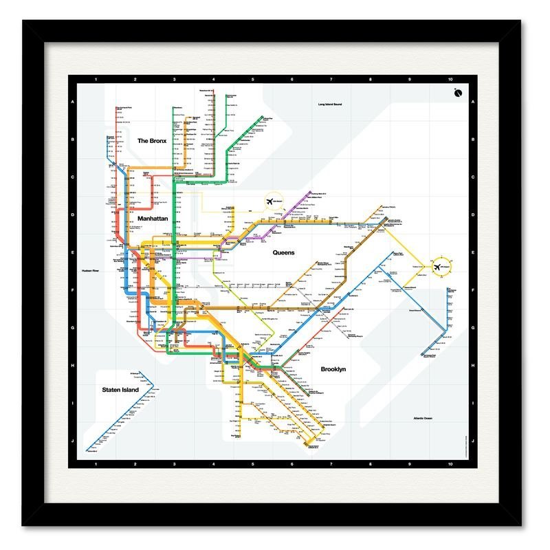 Courtside Market MTA Subway Map flush mount Framed Canvas