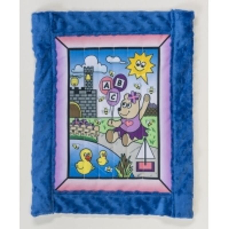 Baby Quilt Kit, Girl Bear w/ blue minkee