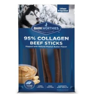Barkworthies Collagen Beef Sticks Peanut Butter Flavor 6" 3 Pack