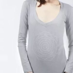 Gray Flower Long Sleeve Tee