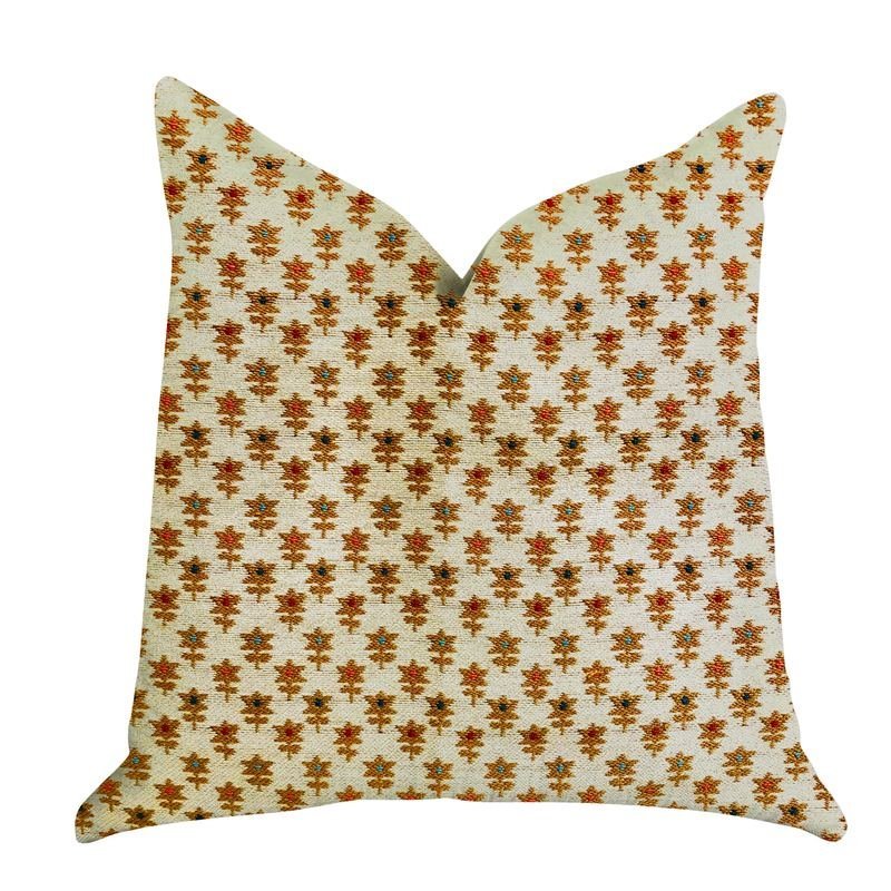 Plutus Rosy Posse Orange and Tan Floral Luxury Throw Pillow