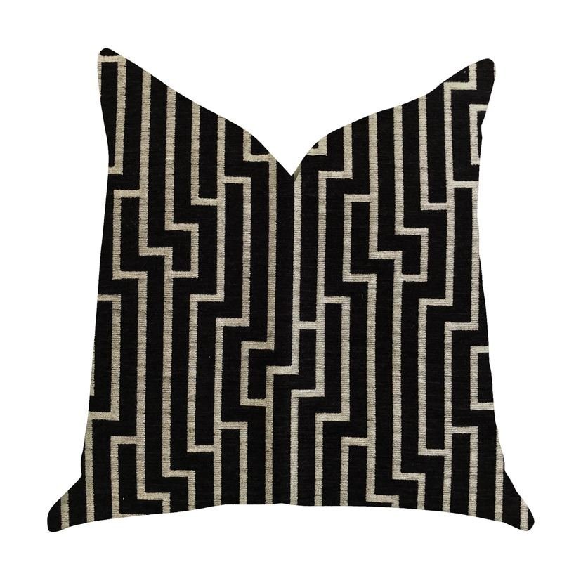Plutus Posh Lady Black and Beige Tones Luxury Throw Pillow
