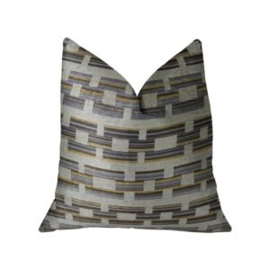 Plutus Foursquare White and Gray Handmade Luxury Pillow