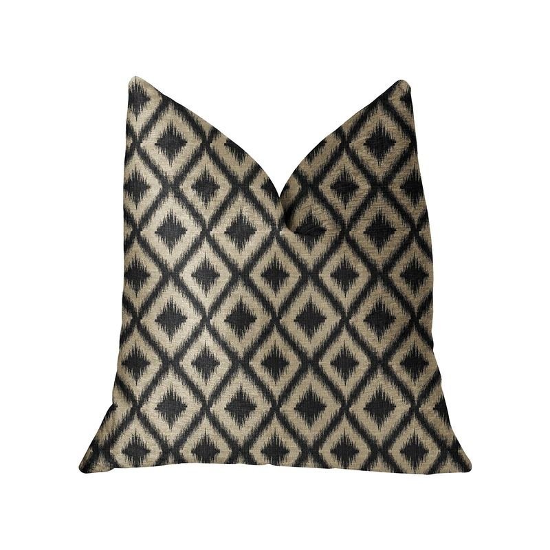 Plutus Diamond Embers Gray and Beige Luxury Throw Pillow