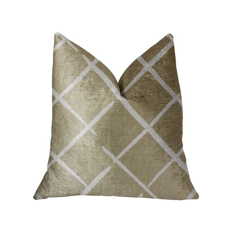 Plutus DaVinci Beige and Brown Luxury Throw Pillow