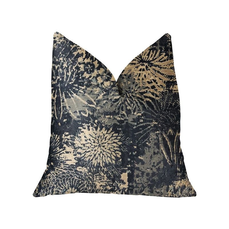 Plutus Lazuli Blue and Beige Luxury Throw Pillow