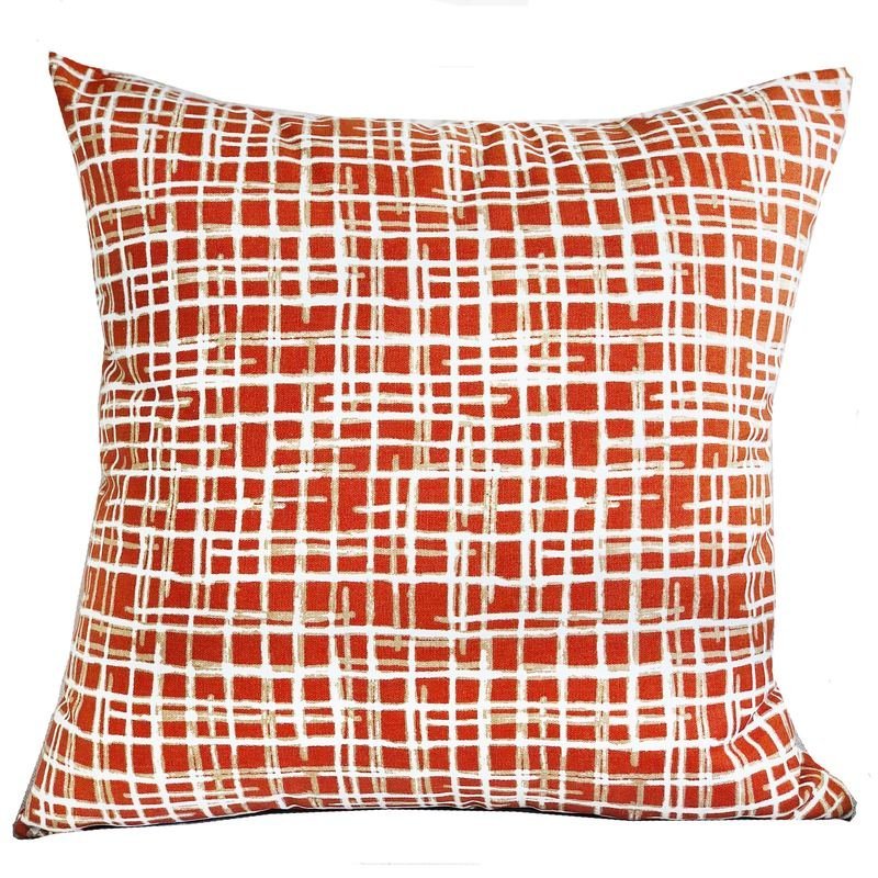 Plutus Spiced Fields  Orange and Beige Luxury Throw Pillow