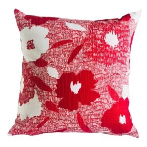 Plutus Hibiscus Red and Beige Luxury Throw Pillow