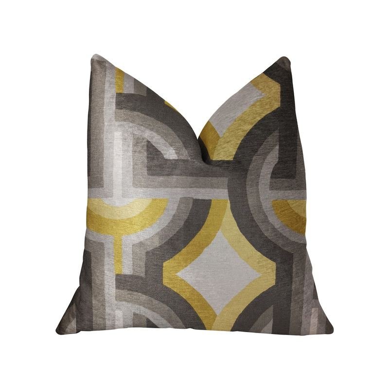 Plutus Delightful Chain Yellow, Beige and Gray Luxury Throw Pillow