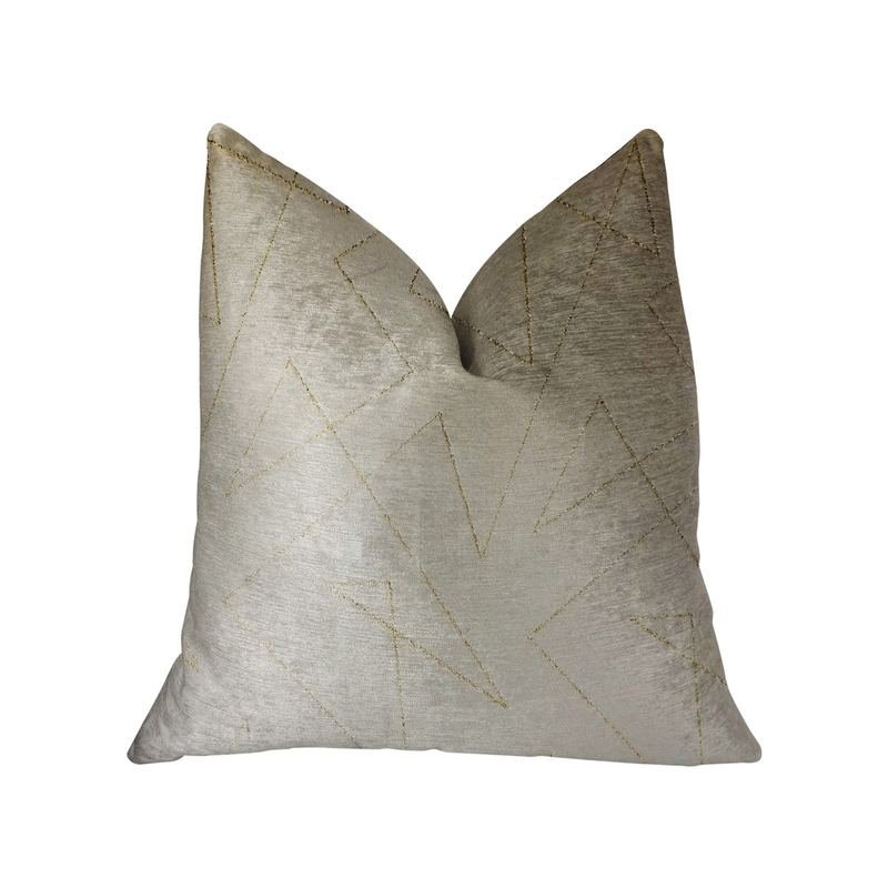 Plutus Gold Divinity Gold and Beige Luxury Throw Pillow