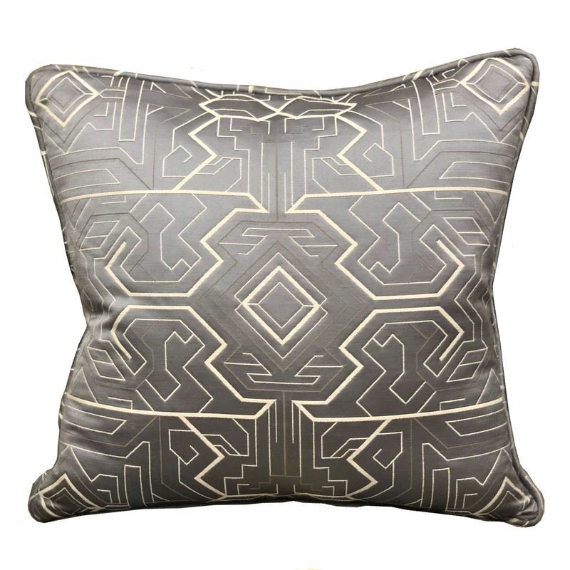 Plutus Daria Moss Silver Geometric Luxury Throw Pillow