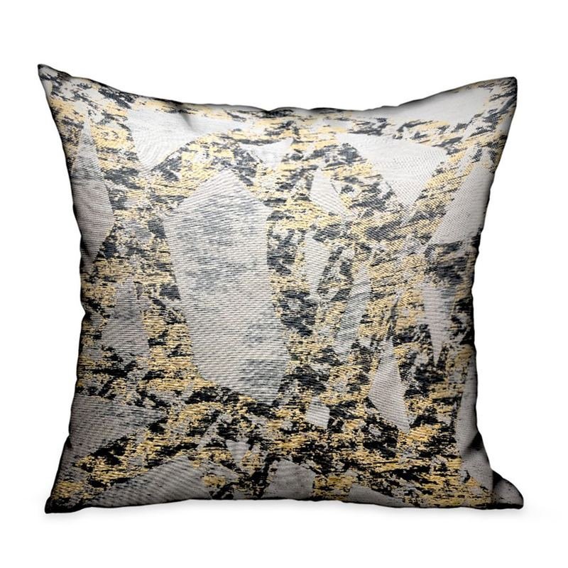 Plutus Craven Dust Gold, Gray Abstract Luxury Throw Pillow