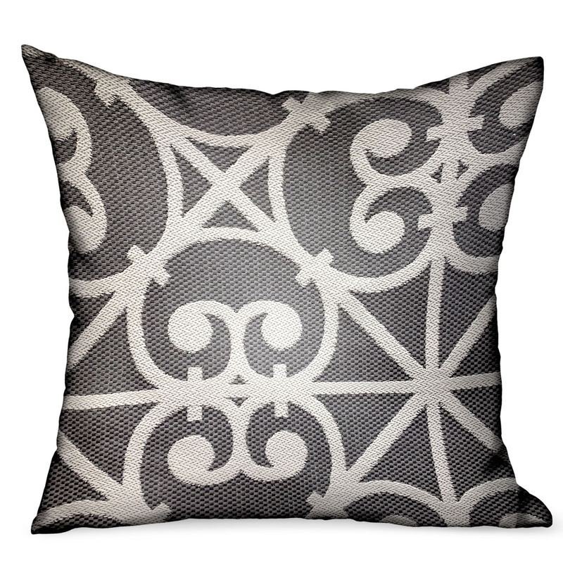 Plutus Abalone Truffle Gray Chevron Luxury Outdoor/Indoor Throw Pillow