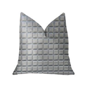 Plutus Silverton Silver Artificial Leather Luxury Throw Pillow