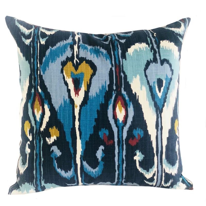 Plutus Deep Sanctuary Blue and Gray Luxury Throw Pillow