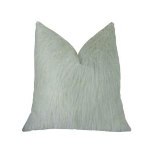 Plutus Fuzzy Mongolian Fur  White Handmade Luxury Pillow
