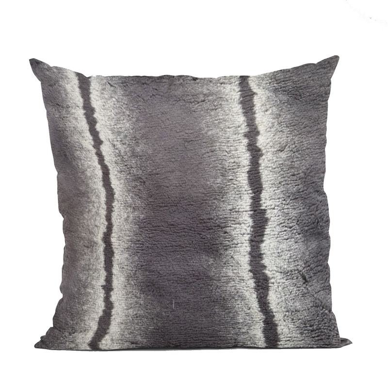 Plutus Charcoal Fluffy Fields Animal Faux Fur Luxury Throw Pillow